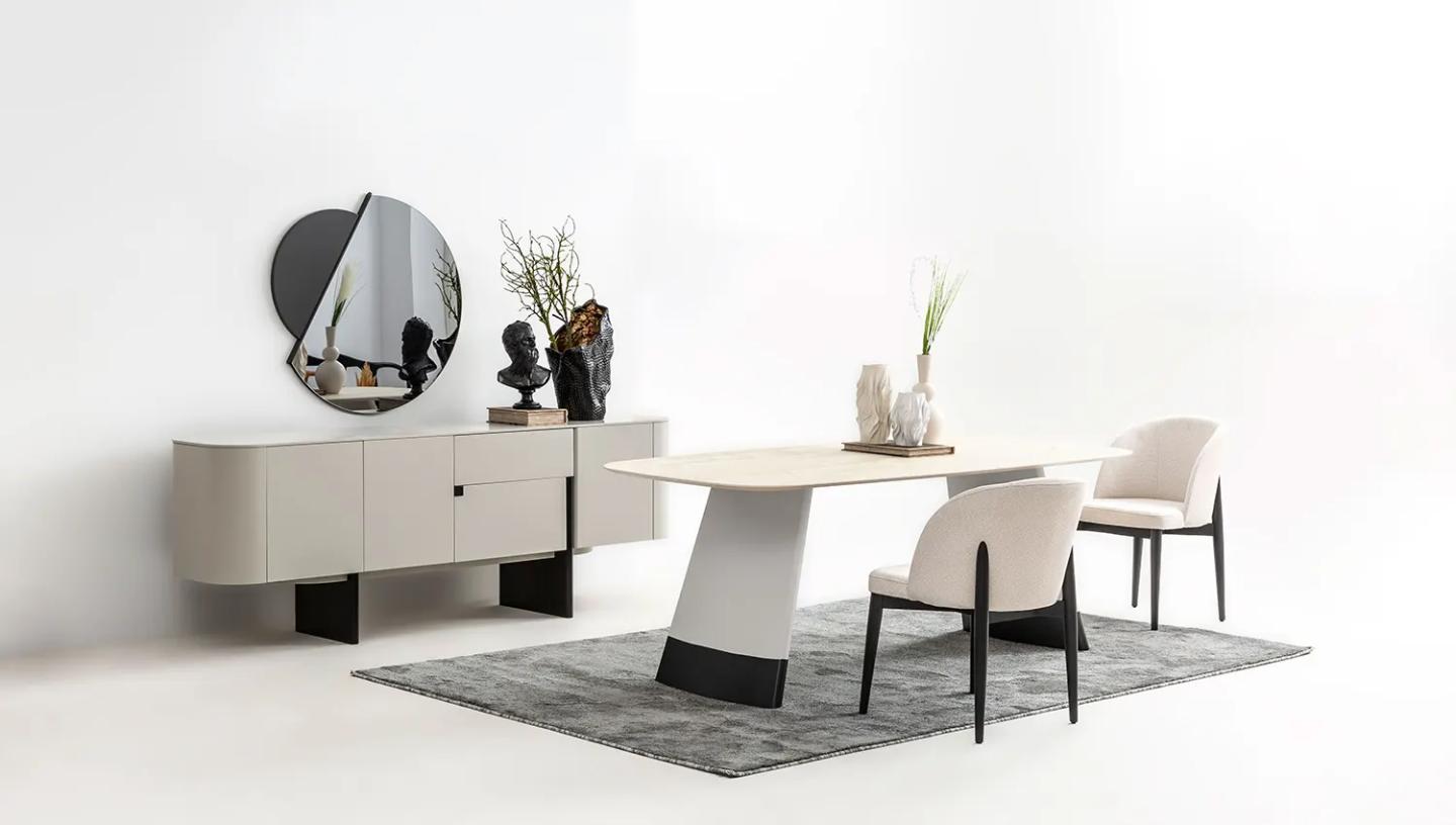 Delta Yemek Odası Takımı ( Açık Gri - Siyah ) - Resim 1