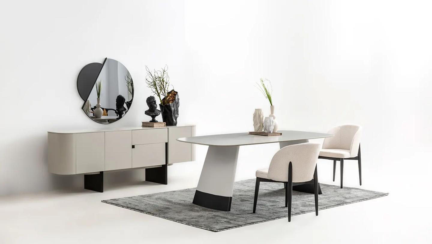 Delta Yemek Odası Takımı ( Açık Gri - Siyah ) - Resim 3