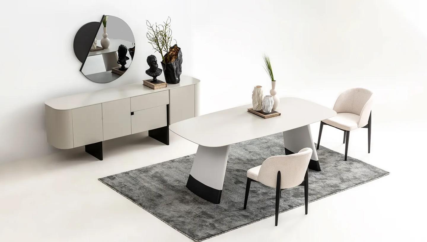 Delta Yemek Odası Takımı ( Açık Gri - Siyah ) - Resim 10