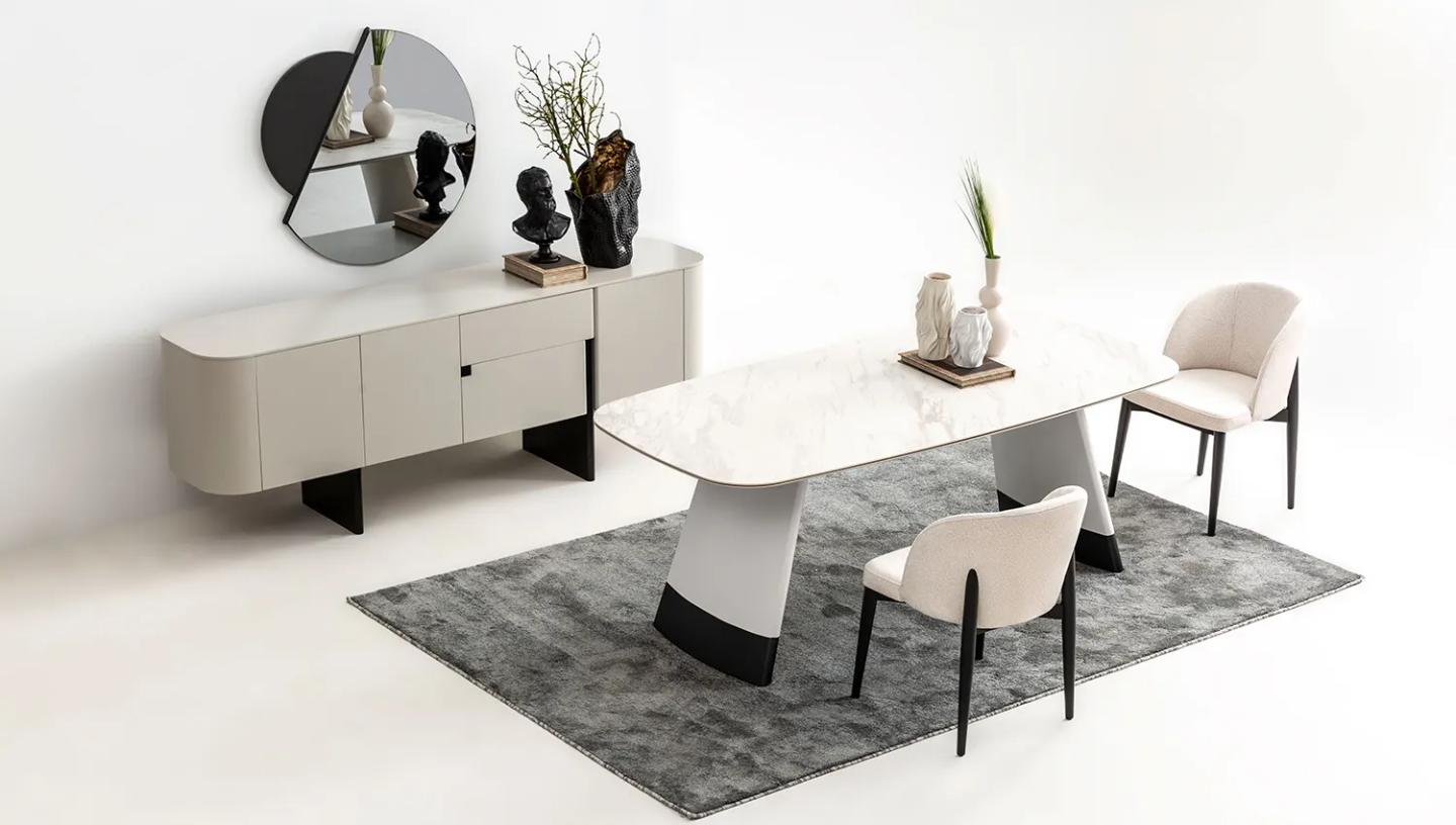 Delta Yemek Odası Takımı ( Açık Gri - Siyah ) - Resim 11