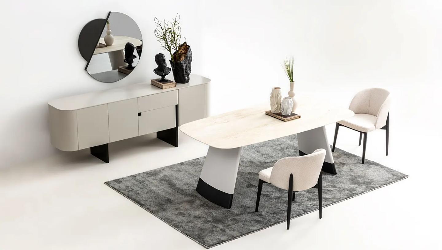 Delta Yemek Odası Takımı ( Açık Gri - Siyah ) - Resim 12