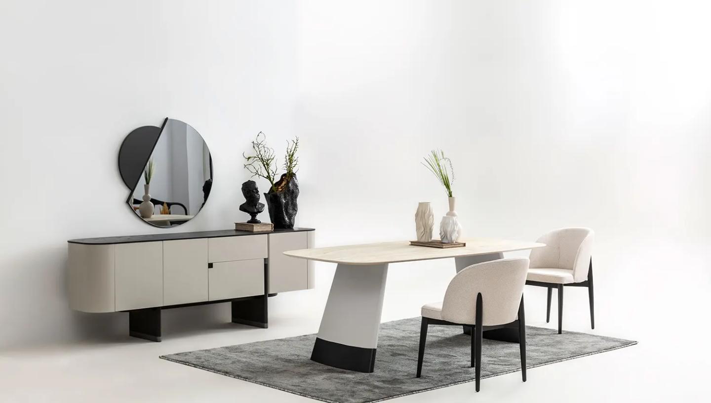 Delta Yemek Odası Takımı ( Açık Gri - Siyah ) - Resim 15