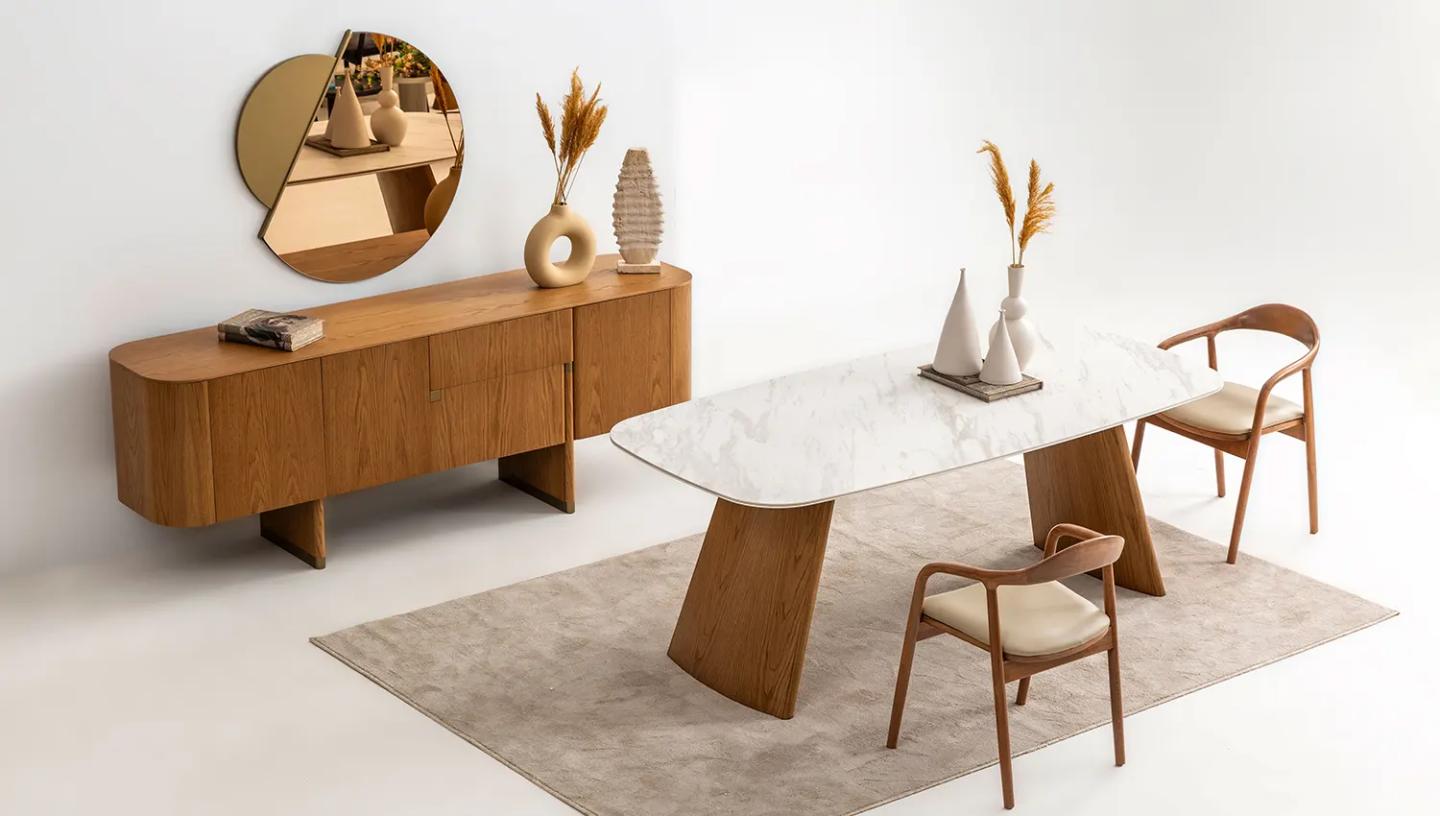 Delta Yemek Odası Takımı ( Açık Meşe- Bej) - Resim 1