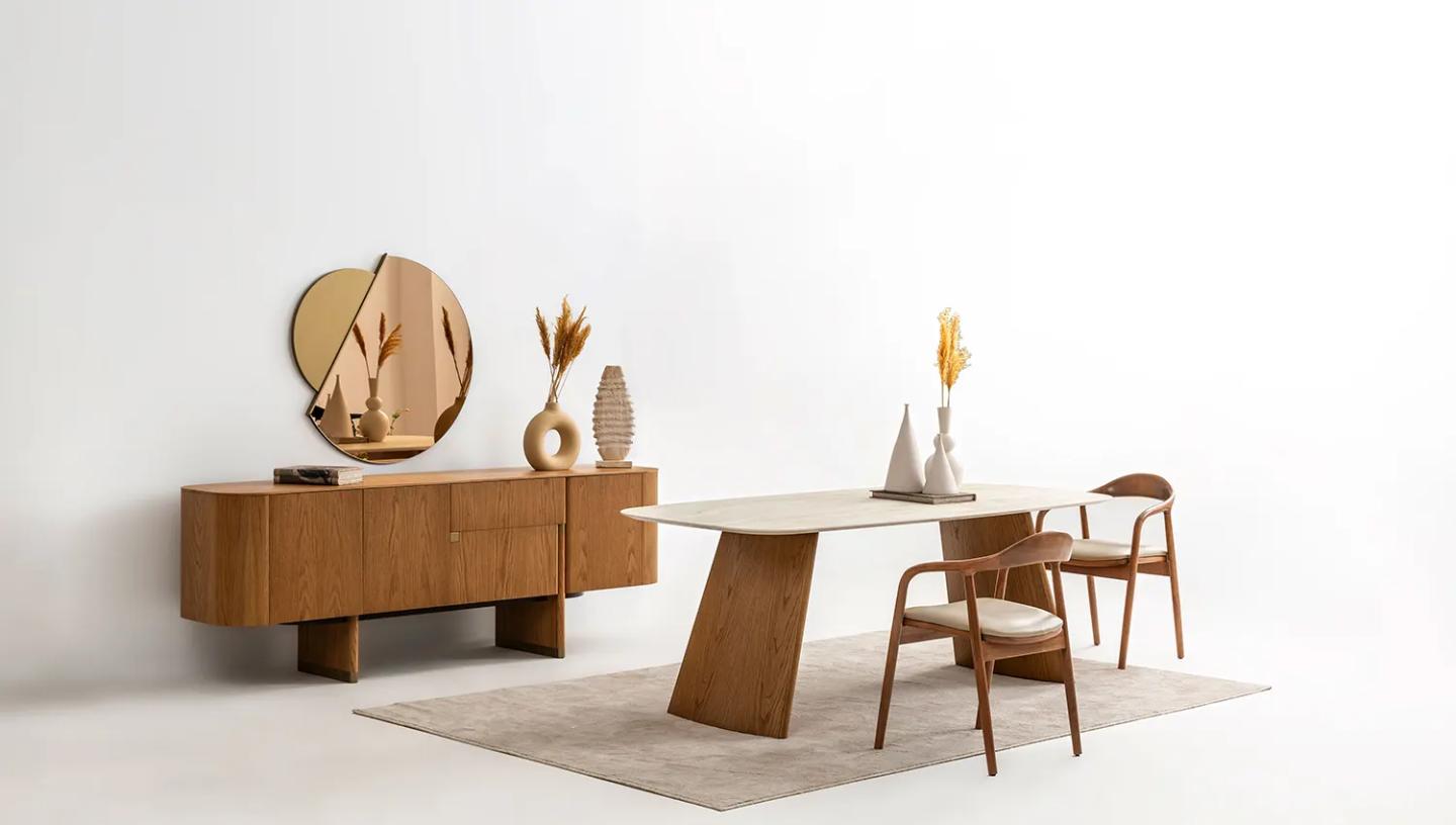 Delta Yemek Odası Takımı ( Açık Meşe- Bej) - Resim 4