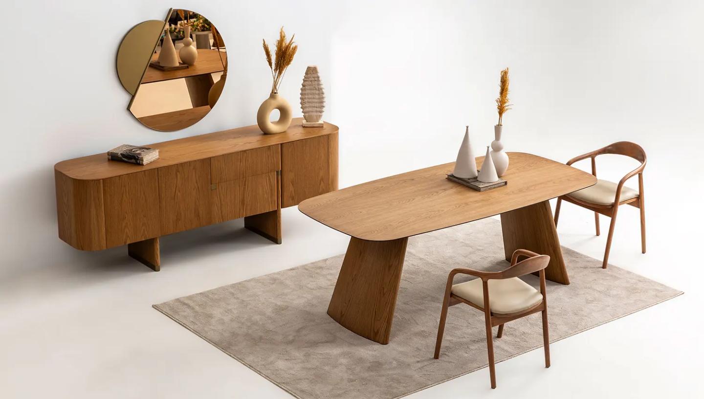 Delta Yemek Odası Takımı ( Açık Meşe- Bej) - Resim 12