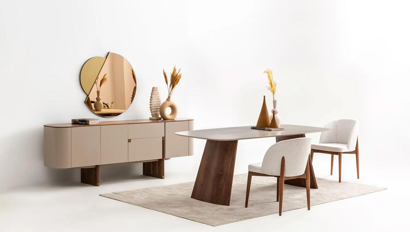 Delta Yemek Odası Takımı ( Bej - Ceviz) - Resim 5