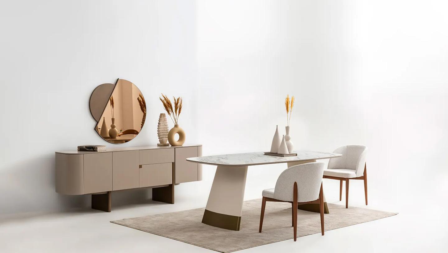 Delta Yemek Odası Takımı ( Bej - Gold) - Resim 5