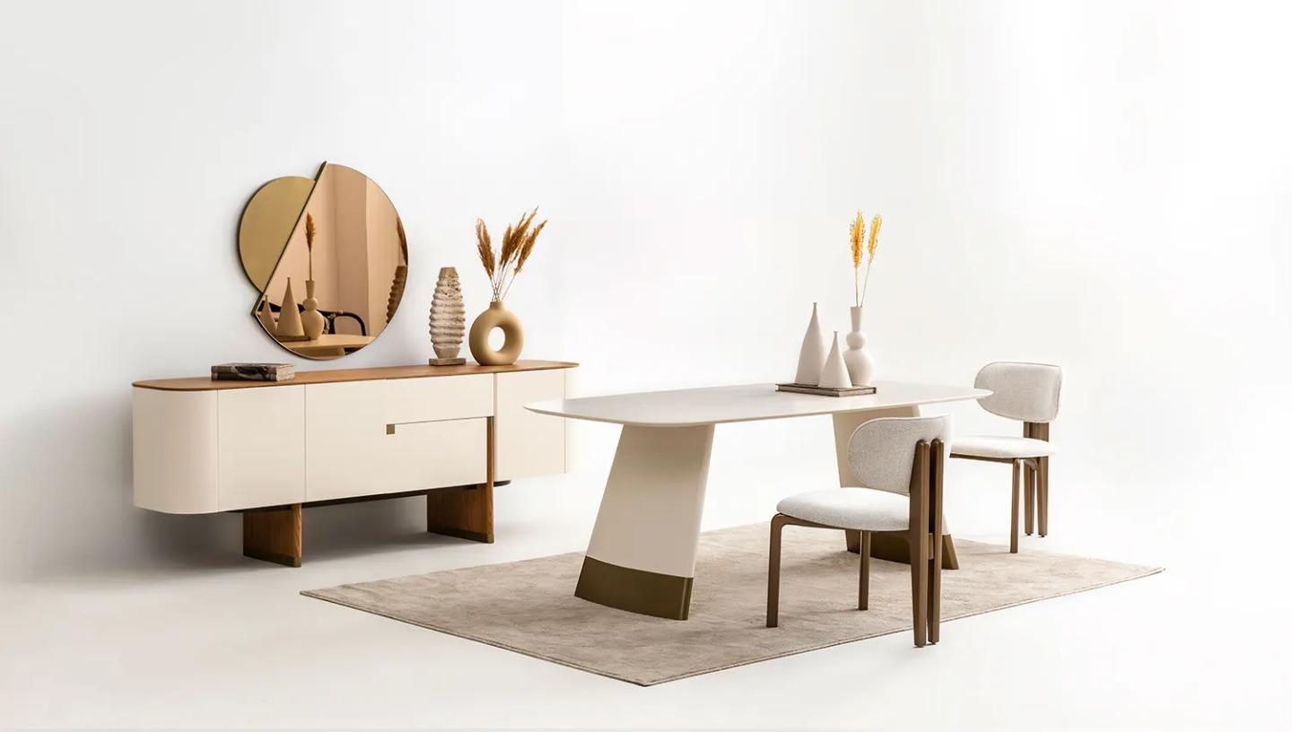 Delta Yemek Odası Takımı ( Ekru - Gold) - Resim 6