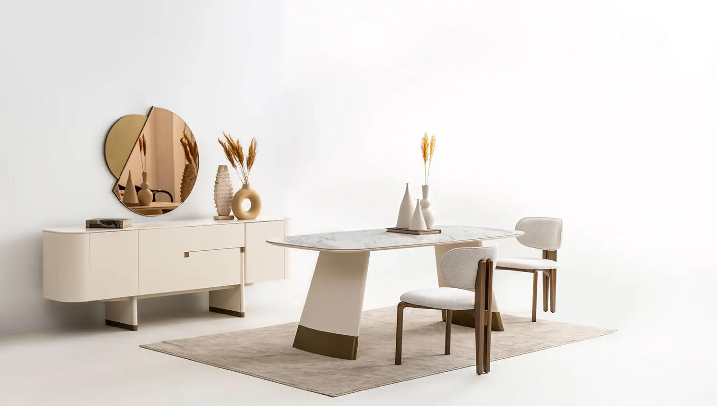 Delta Yemek Odası Takımı ( Ekru - Gold) - Resim 17